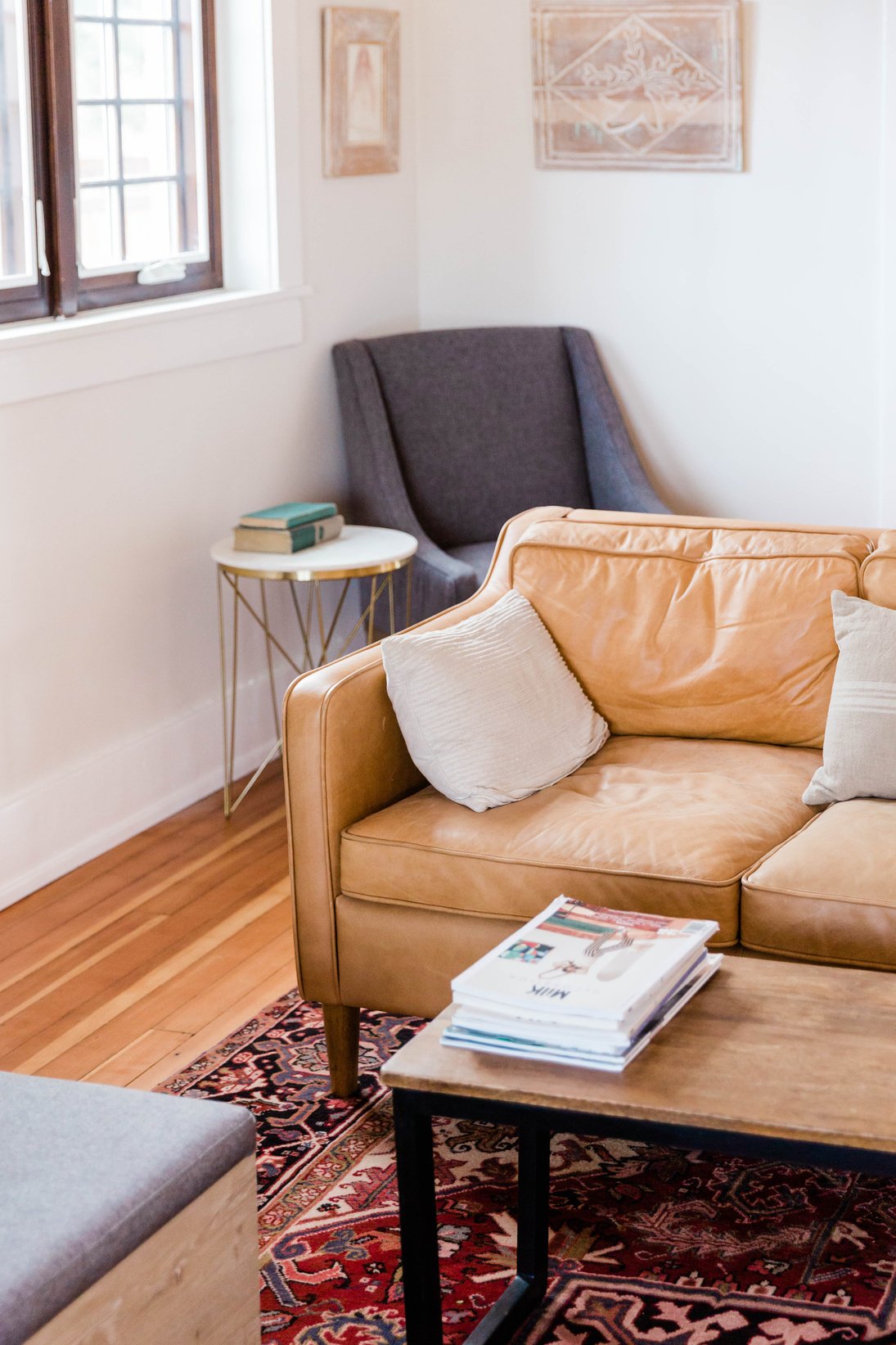 Brown Leather Couch in the Living Room